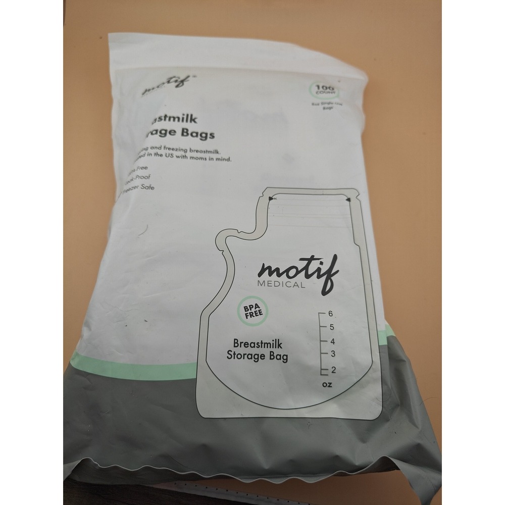 Motif Medical Breast Milk Storage Bags 6oz 100 Count Disposable Leakproof